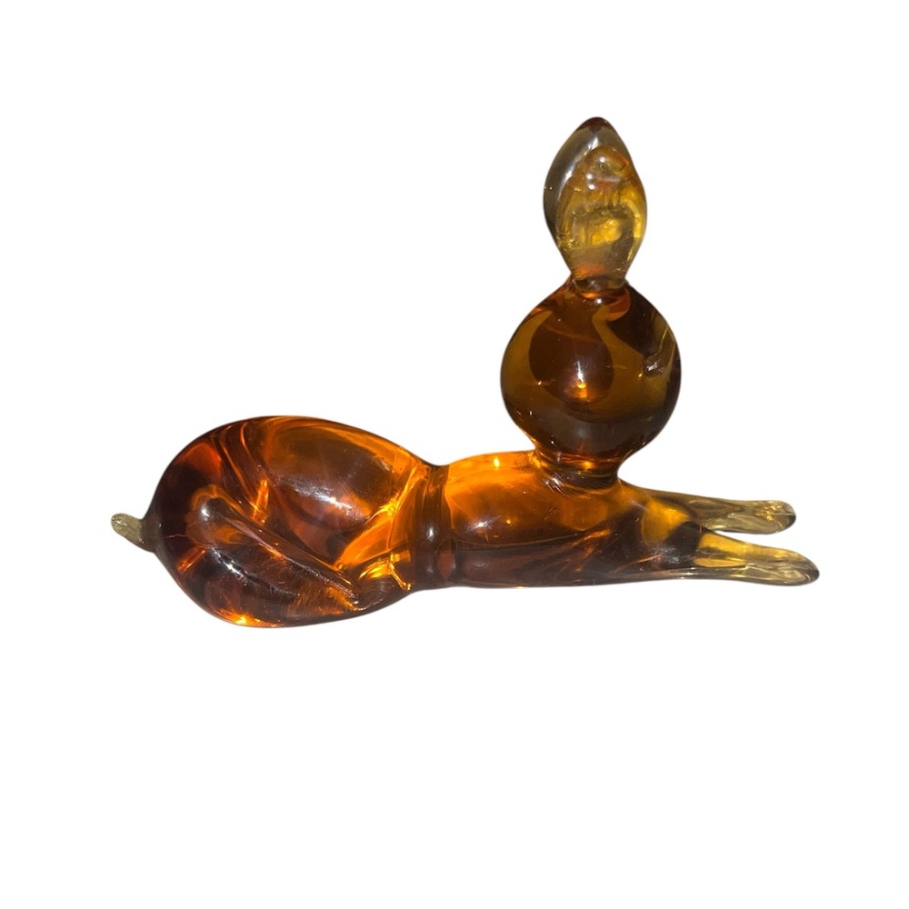 Vintage Amber Glass bunny rabbit figurine